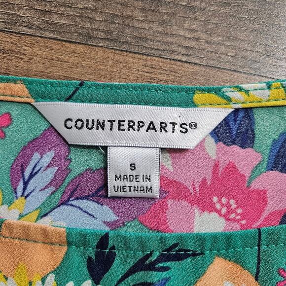 Floral Green Blouse 3/4 Bell Sleeve Womens Small Bloomcore Spring Summer Popover - Picture 8 of 14